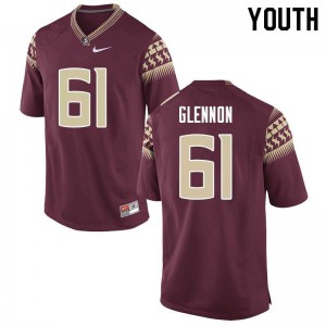 #61 Grant Glennon Florida State Seminoles Youth Football University Jersey Garnet