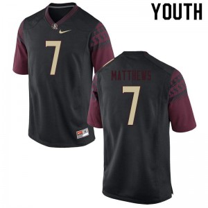 #7 D.J. Matthews Seminoles Youth Football Embroidery Jerseys Black