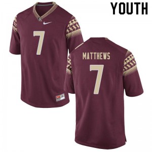 #7 D.J. Matthews Seminoles Youth Football Official Jersey Garnet