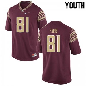 #81 Caleb Faris Florida State Seminoles Youth Football Embroidery Jerseys Garnet