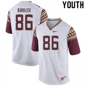 #86 Michael Barulich Florida State Seminoles Youth Football NCAA Jersey White