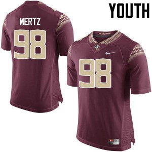 #98 J.T. Mertz Florida State Seminoles Youth Football Embroidery Jerseys Garnet