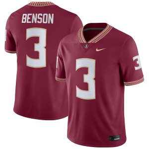 #3 Trey Benson Seminoles Men's Nike NIL College Football Jerseys Garnet
